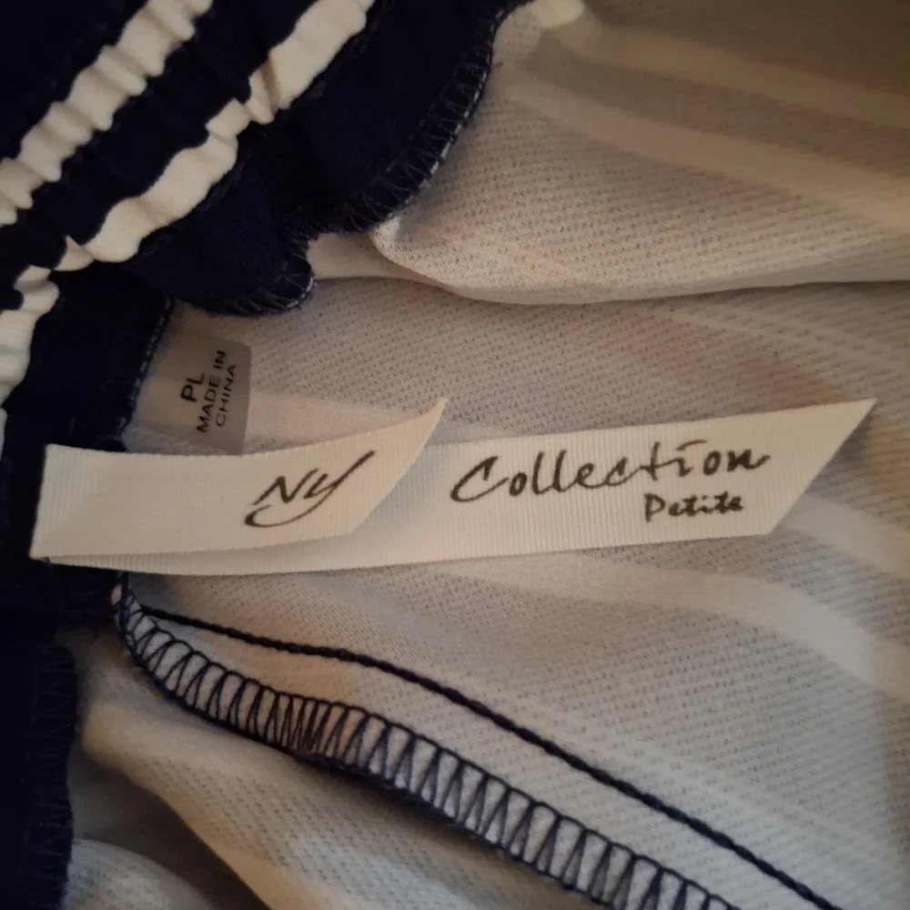 NY Collection Women's Navy and White Striped Palazzo Pants
